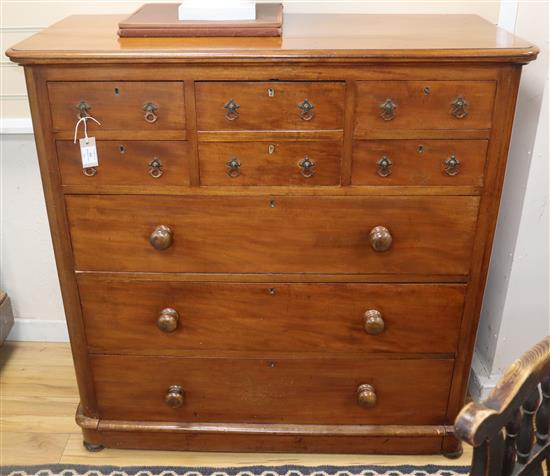 A Victorian mahogany nine drawer chest W.118cm